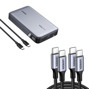 (Bundle) 100W 20000mAh Power Bank + 3.3FT 100W USB-C Cable 2 Pack